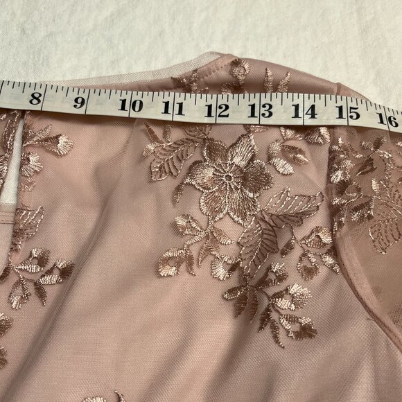 Alex Evenings Women’s Lace Embroidered Top M Blush Pink 3/4 Sleeve Dressy Formal - Picture 8 of 9